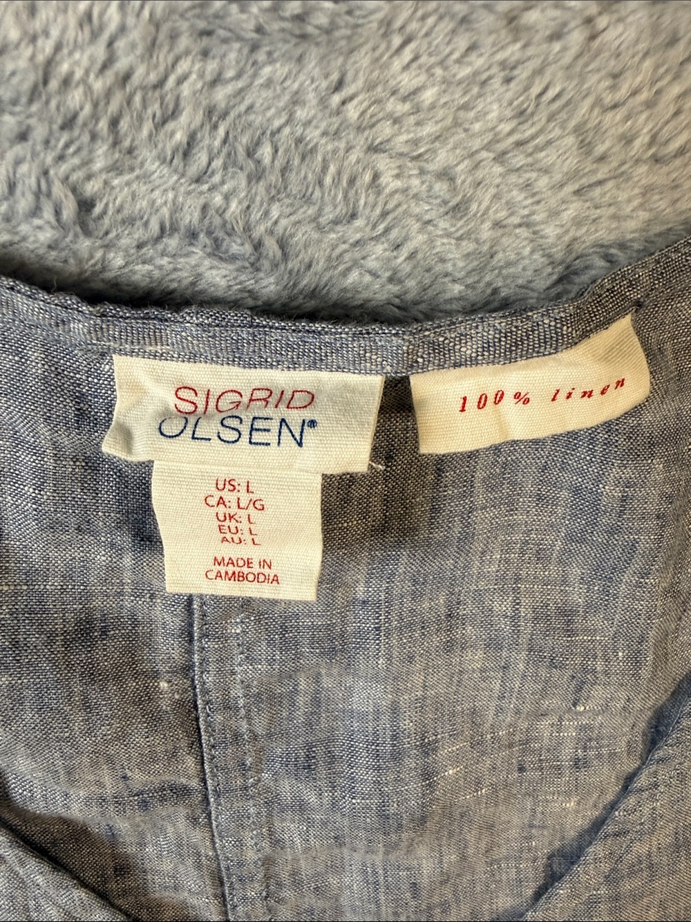 Sigrid Olsen Light Blue Linen Blouse